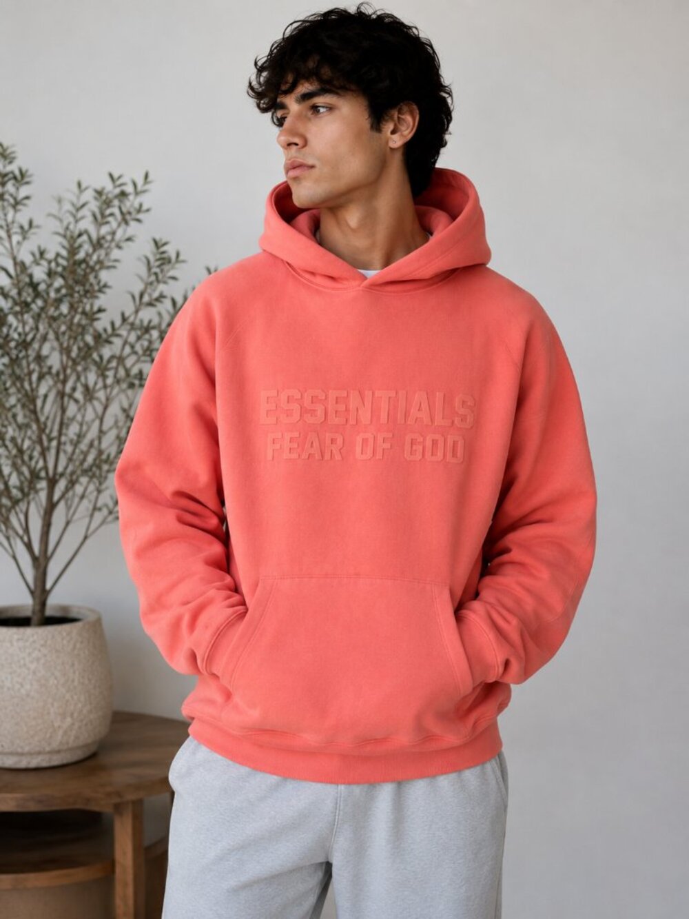 Fear of God Essentials Coral Pink Oversized Hoodie XL Heavyweight Fleece